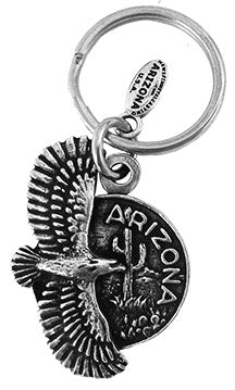 Round Arizona With Eagle Key Chain