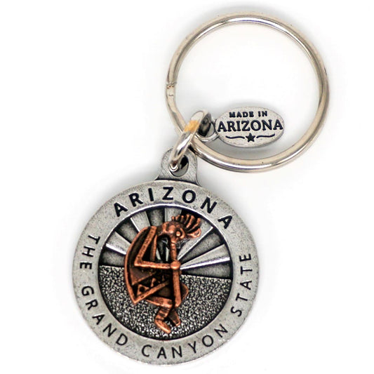 Customizable Arizona Key Chain with Copper Kokopelli Icon - 12 Options!