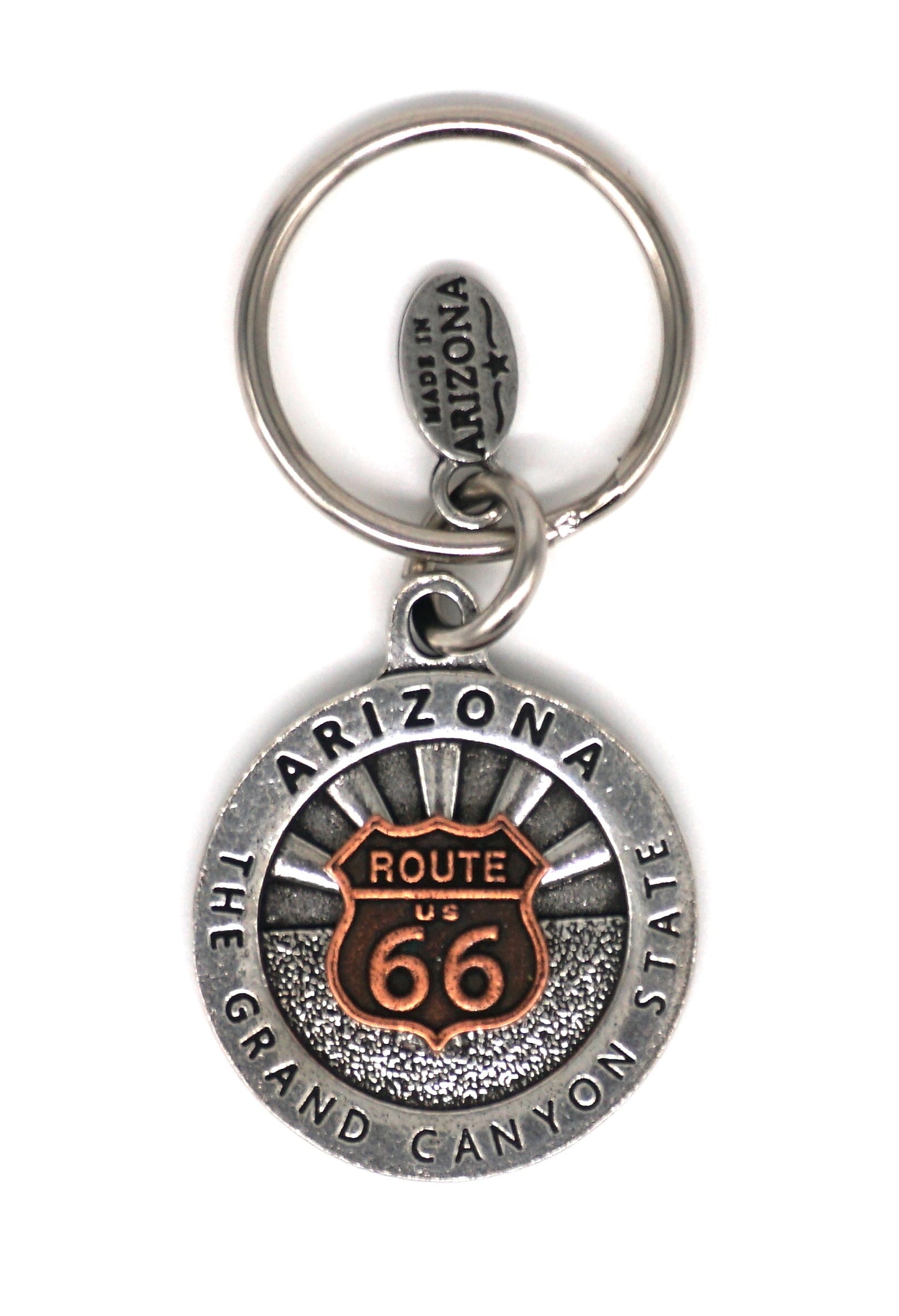 Customizable Arizona Key Chain with Copper Route 66 Icon - 12 options!