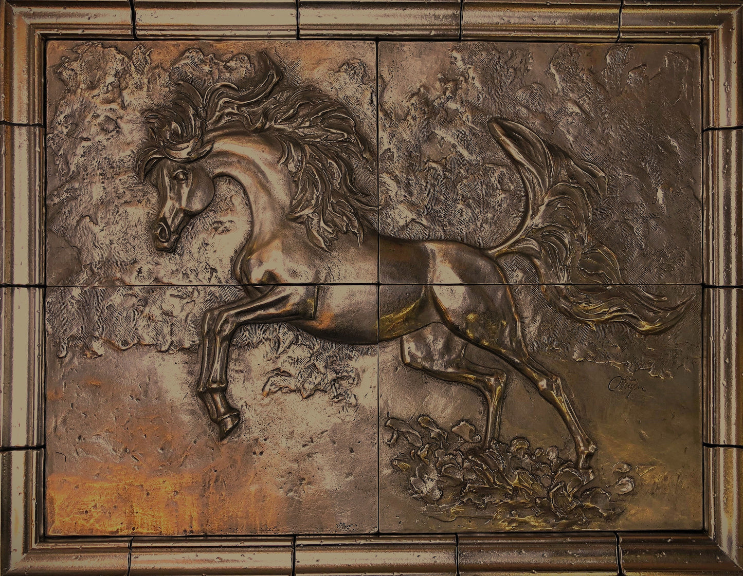 Arabian Horse Mural in Oil Rubbed Bronze