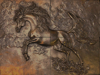 Arabian Horse Mural in Oil Rubbed Bronze