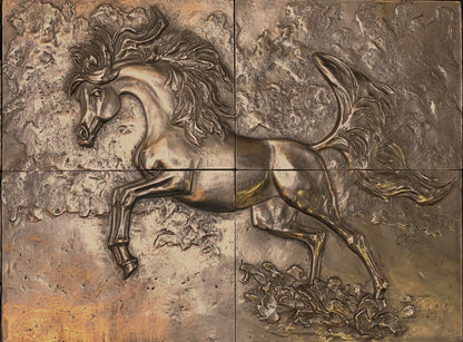 Arabian Horse Mural in Red Bronze