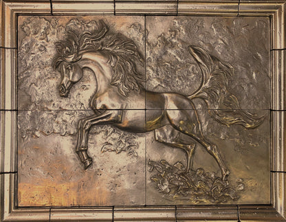 Arabian Horse Mural in Red Bronze