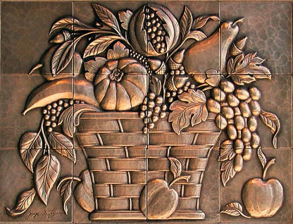 Harvest Basket Mural in Red Bronze