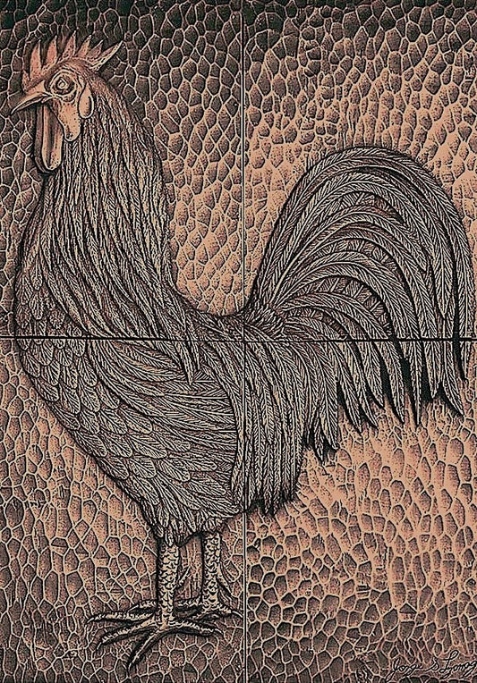 Rooster Mural in Red Bronze