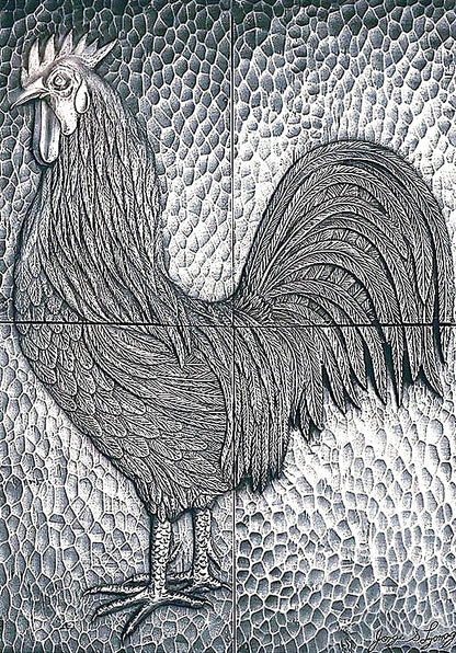 Rooster Mural in Alloy 55