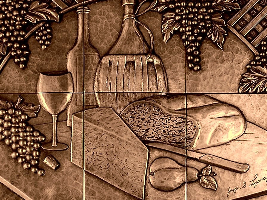 Tuscan Winery Mural in Red Bronze