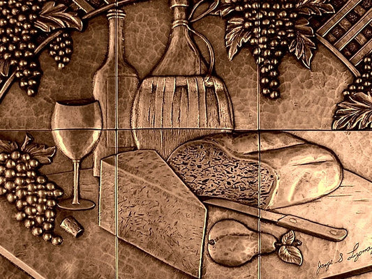 Tuscan Winery Mural in Red Bronze